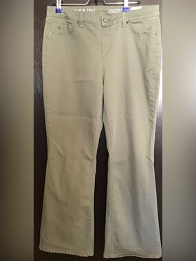 Laurie Felt Olive Green Boot-Cut Stretch Pants
